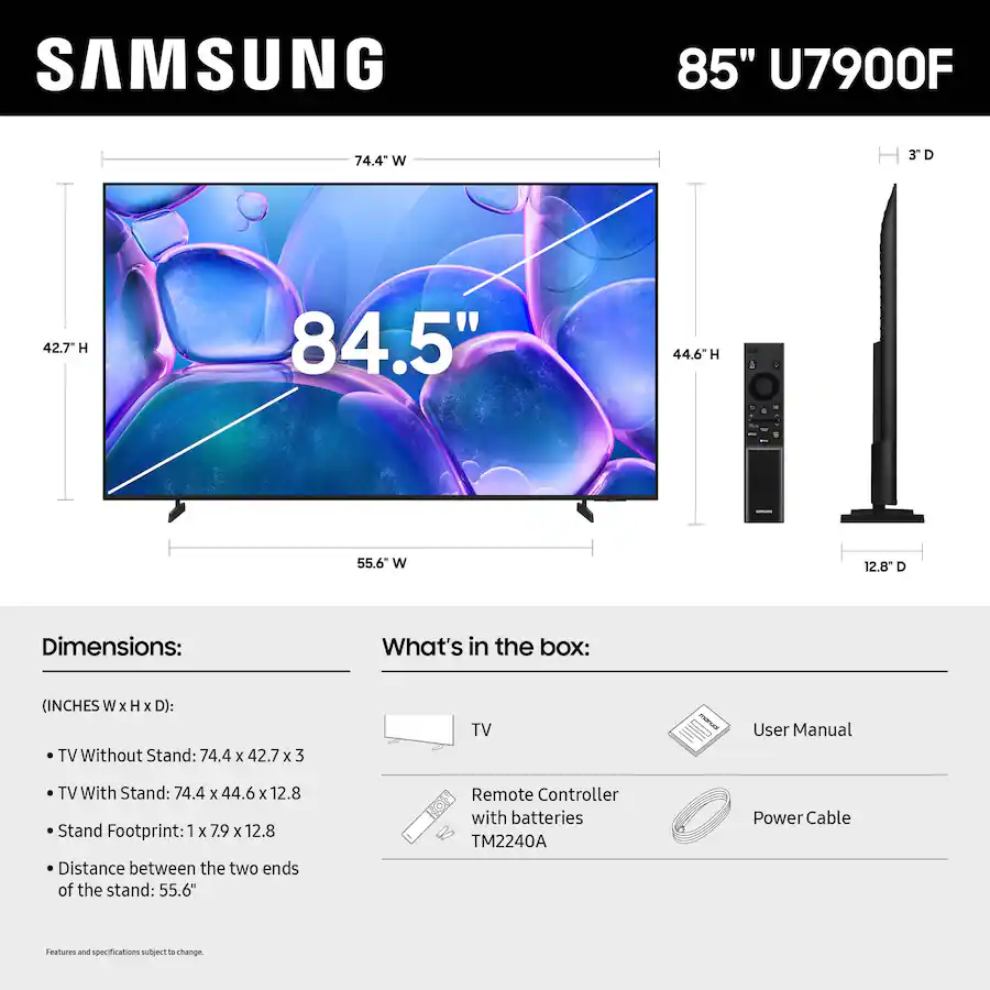 Samsung - Téléviseur intelligent Tizen UHD 4K série U7900 de 85 pouces (2025) – Image 3